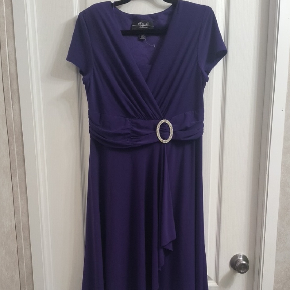 Purple Wrap Midi Dress with Embellished Waist for Cocktail